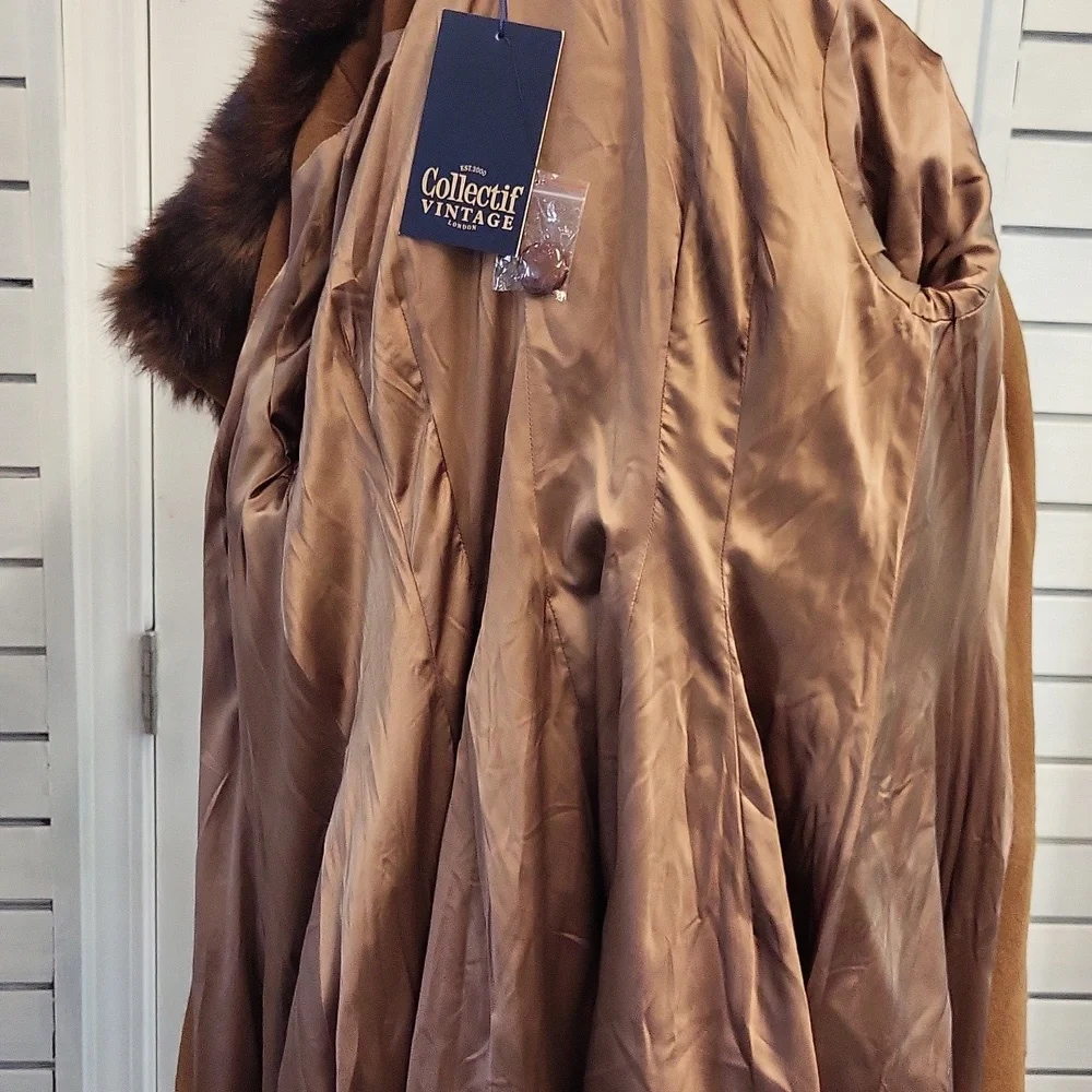 NWT, VINTAGE COLLECTIF PEARL TAN COAT, XS - Picture 12 of 14